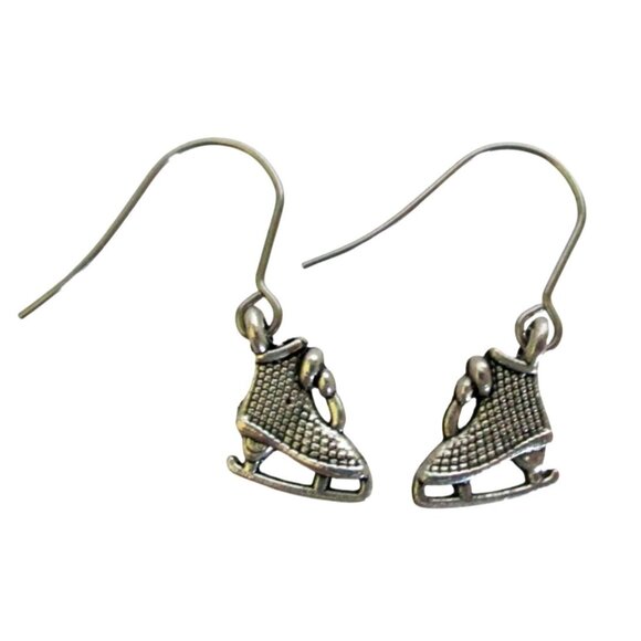 New Ice Skate Dangle Earrings Stainless Wires Winter Skater Sports Jewelry Gift - Picture 1 of 4